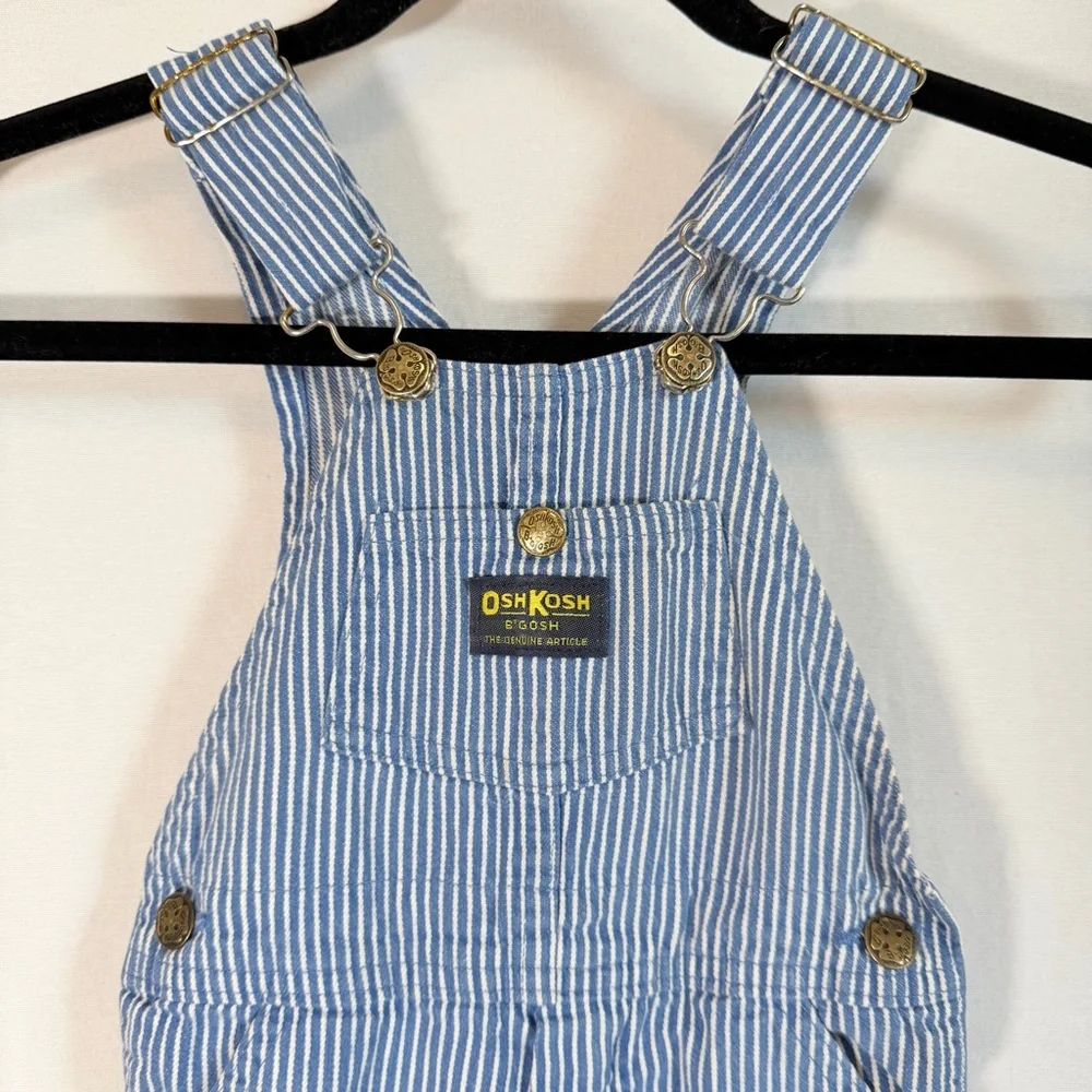 Made in USA OshKosh B'gosh Vest Back Conductor Striped Shortalls.